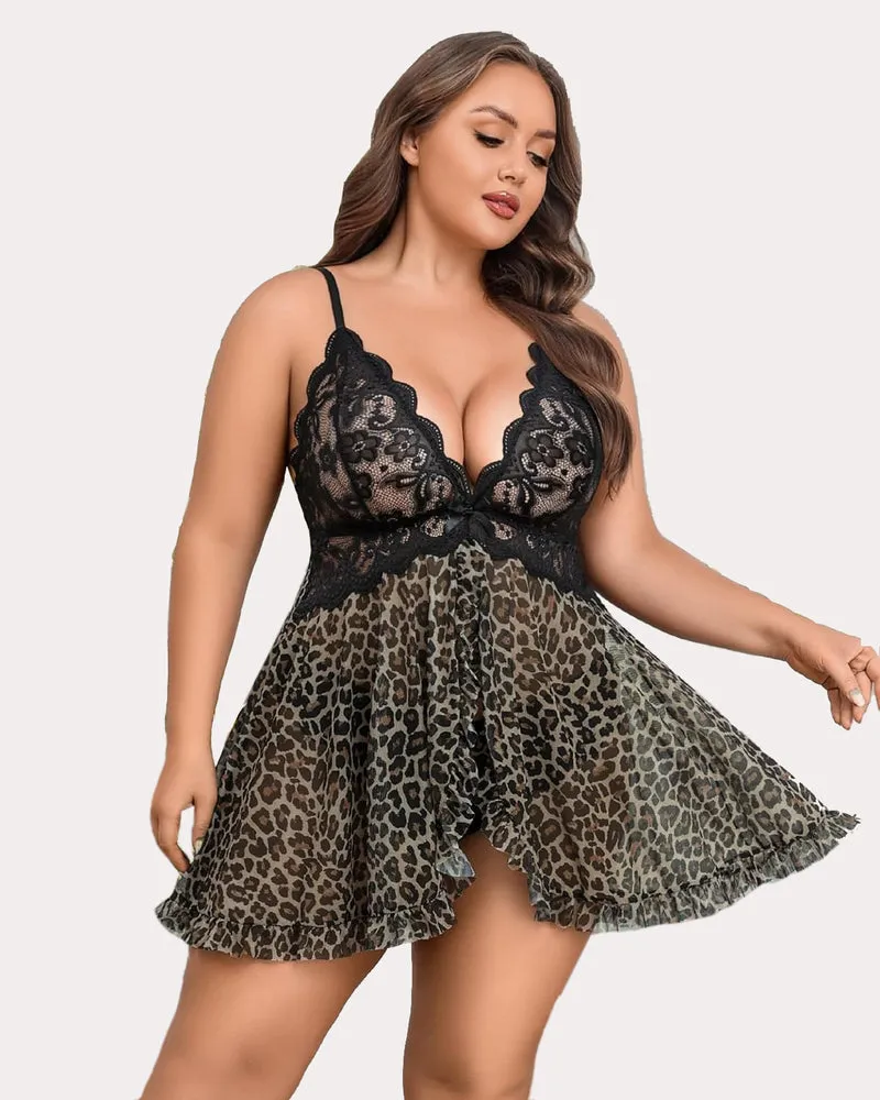 Plus Size Lace Open Front Babydoll