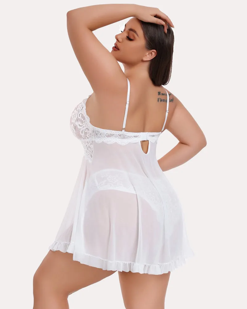 Plus Size Lace Open Front Babydoll