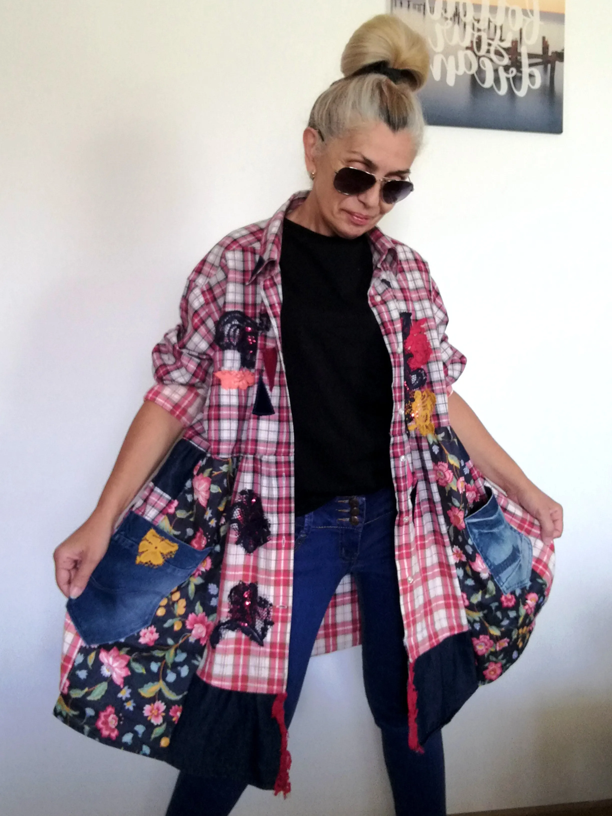 Plus Size Shirt Dress 2XL Boho Fall Jacket Dress