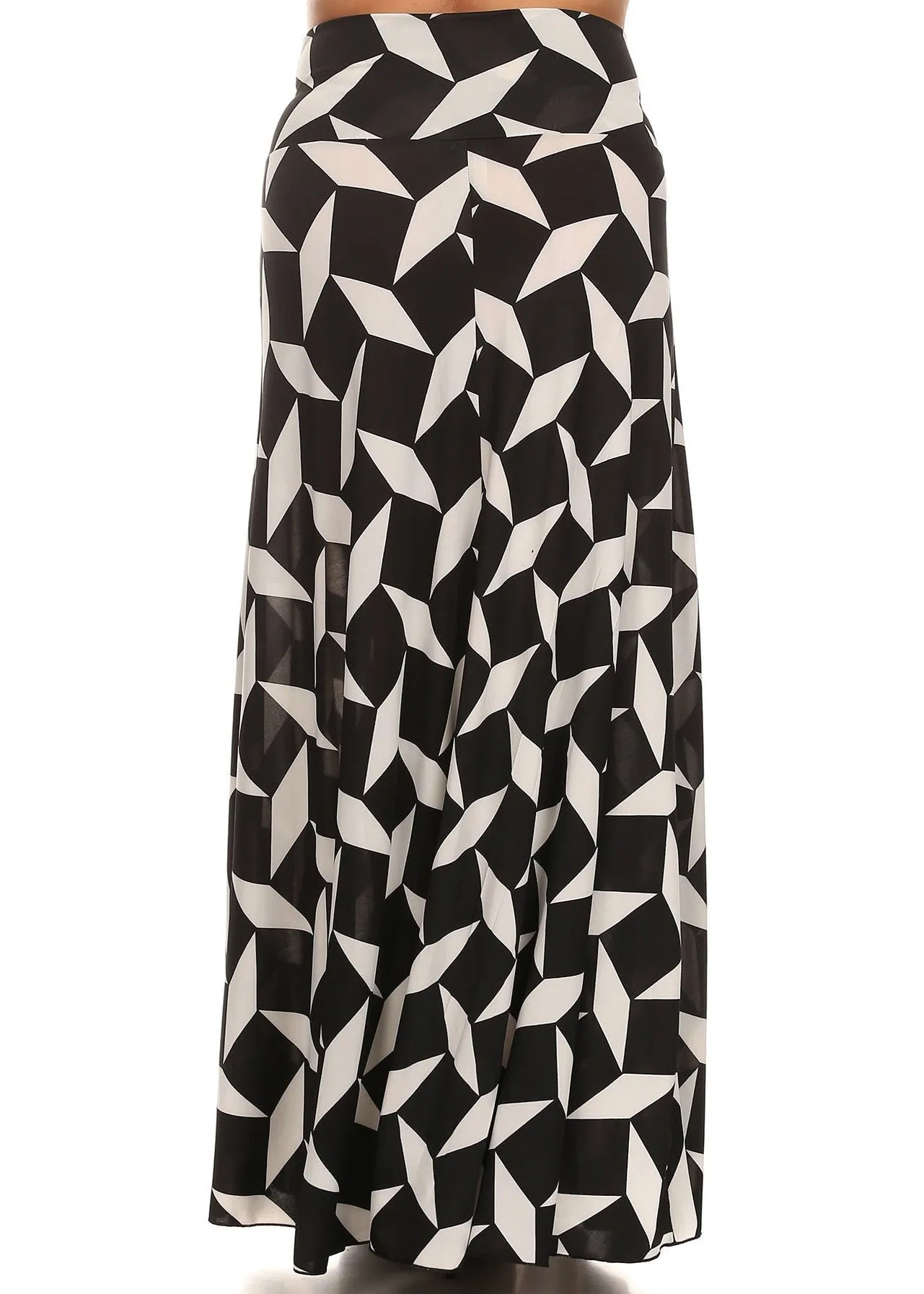 Plus Size Venezia Print High Waisted Maxi Skirt