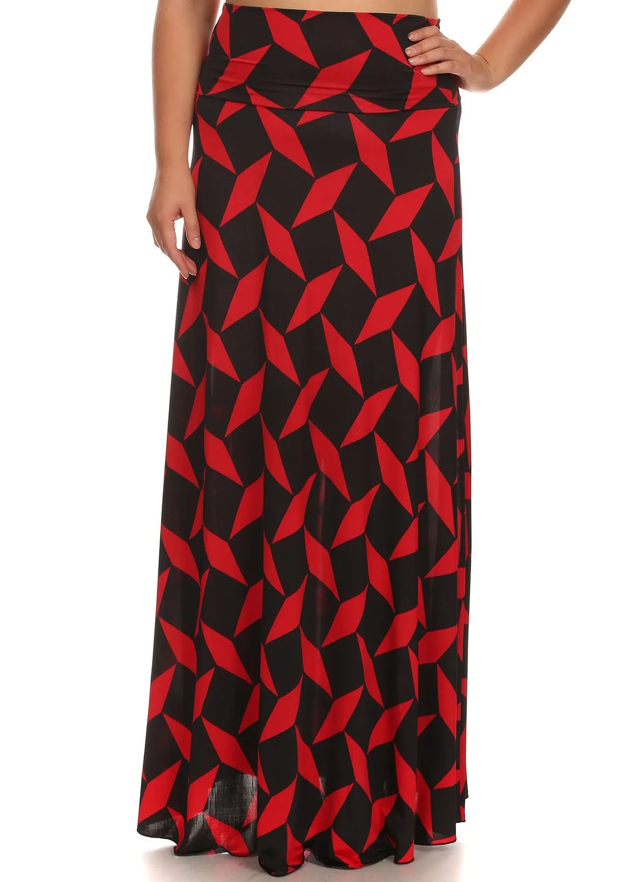 Plus Size Venezia Print High Waisted Maxi Skirt