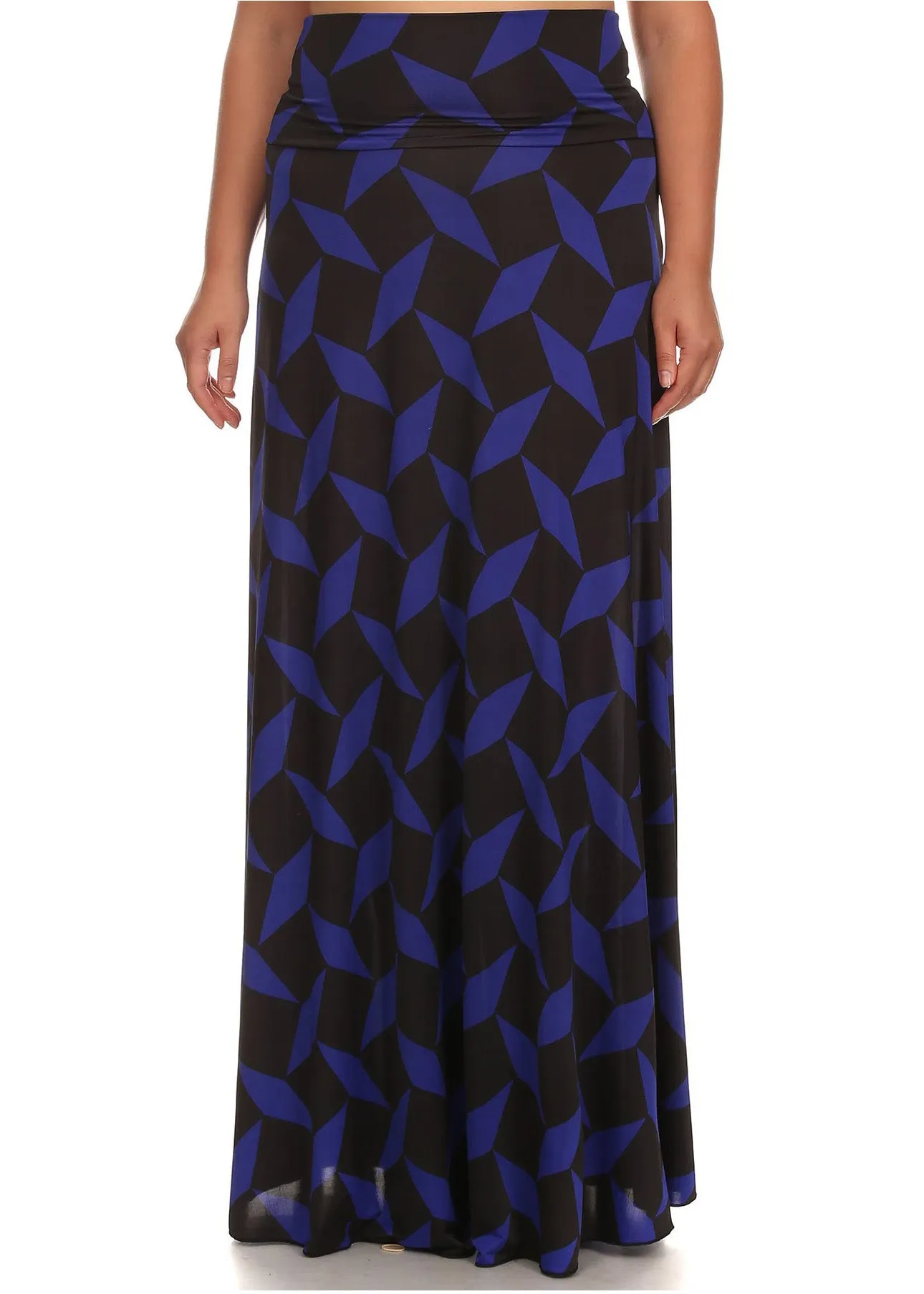 Plus Size Venezia Print High Waisted Maxi Skirt