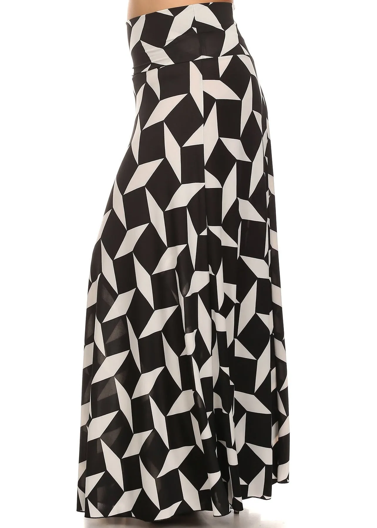 Plus Size Venezia Print High Waisted Maxi Skirt
