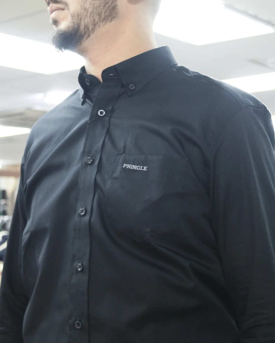 Pringle LS Black Regular Classic Fit Shirt