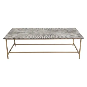 Prisma Cocktail Table w/ Dyed Bone Inlay Sunburst Top & Brass Legs by Diamond Sofa