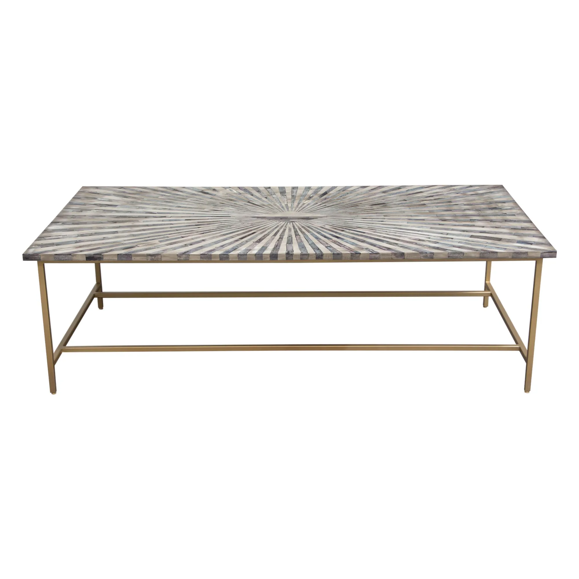 Prisma Cocktail Table w/ Dyed Bone Inlay Sunburst Top & Brass Legs by Diamond Sofa