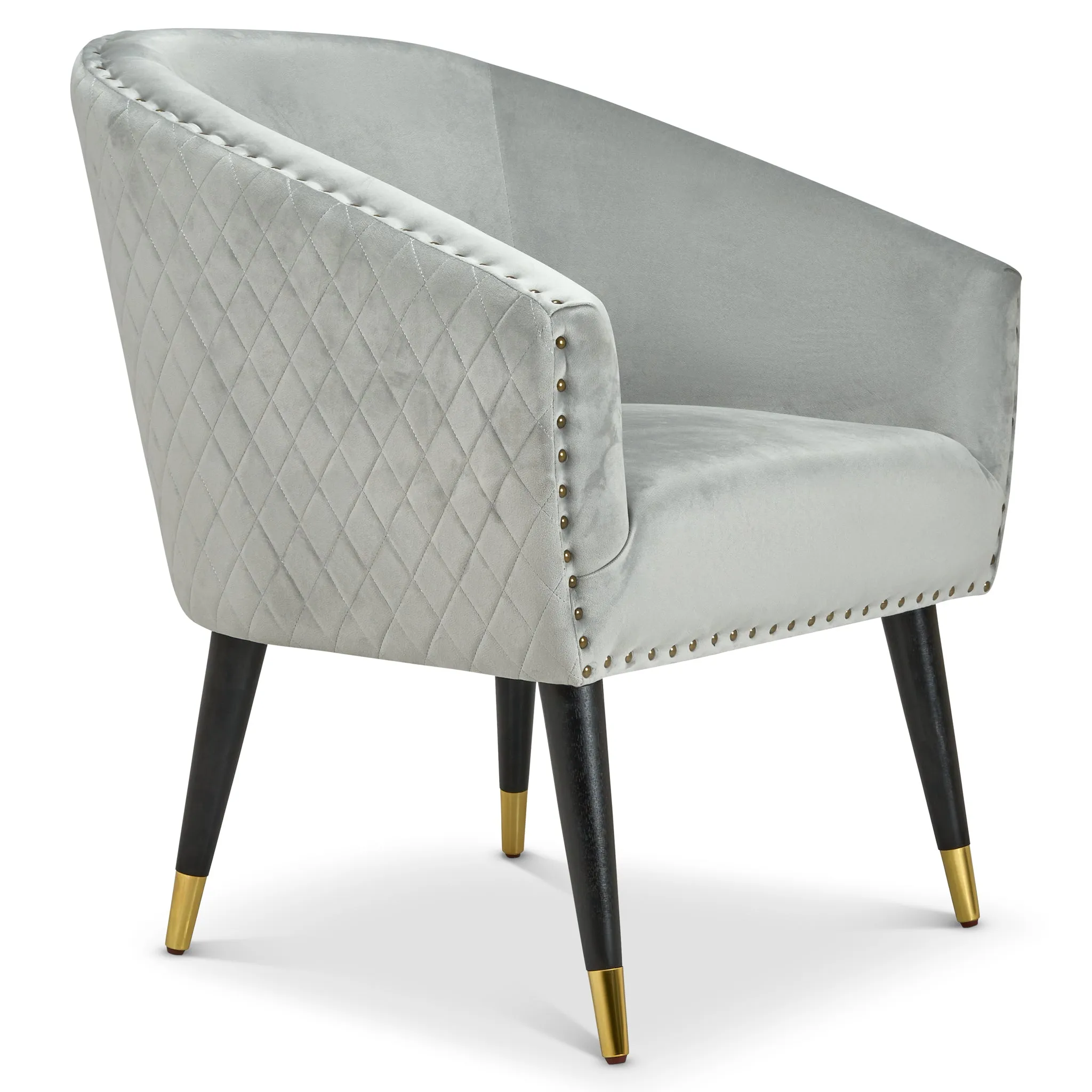 Revo Tub Armchair Velvet Nailhead Trim - Light Grey