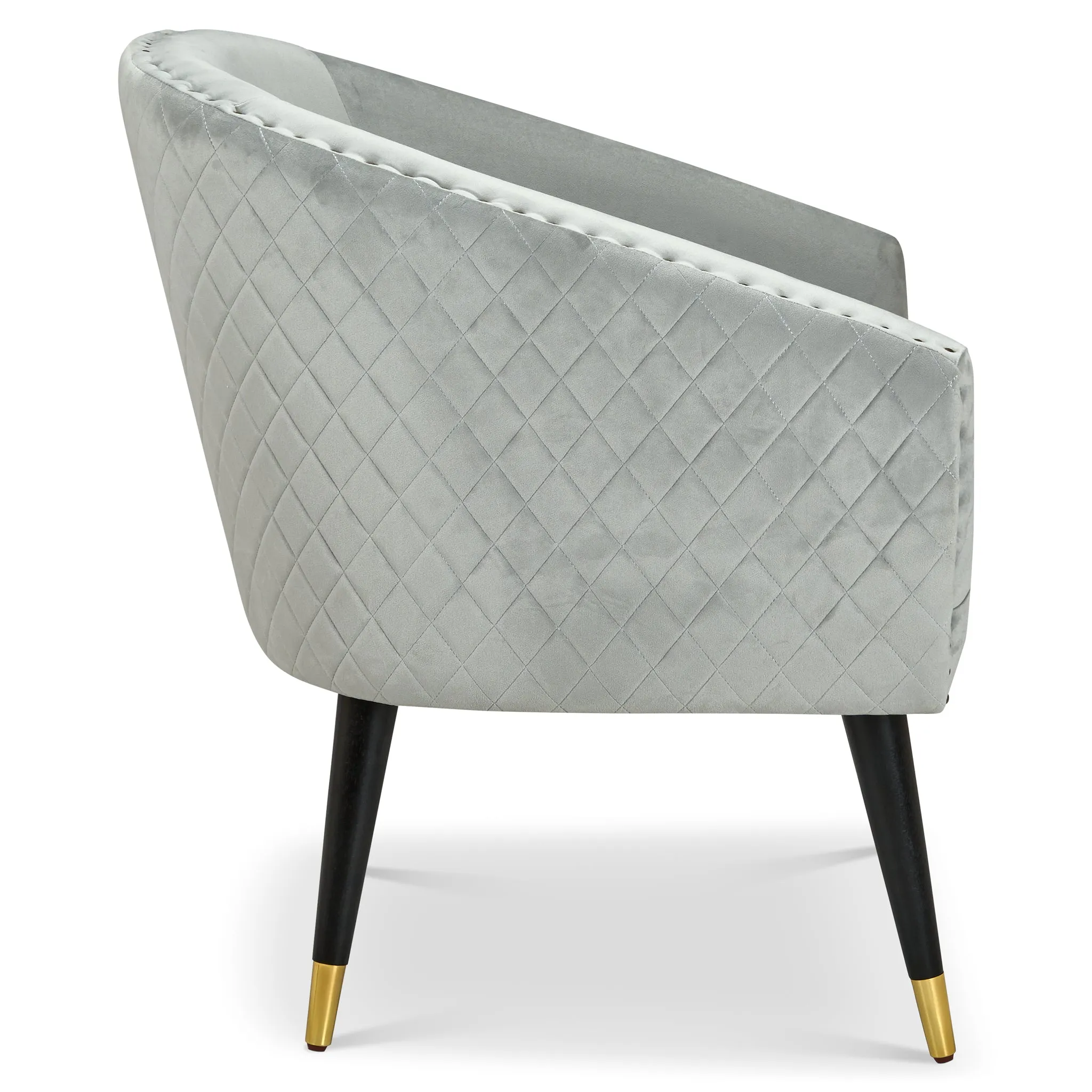 Revo Tub Armchair Velvet Nailhead Trim - Light Grey