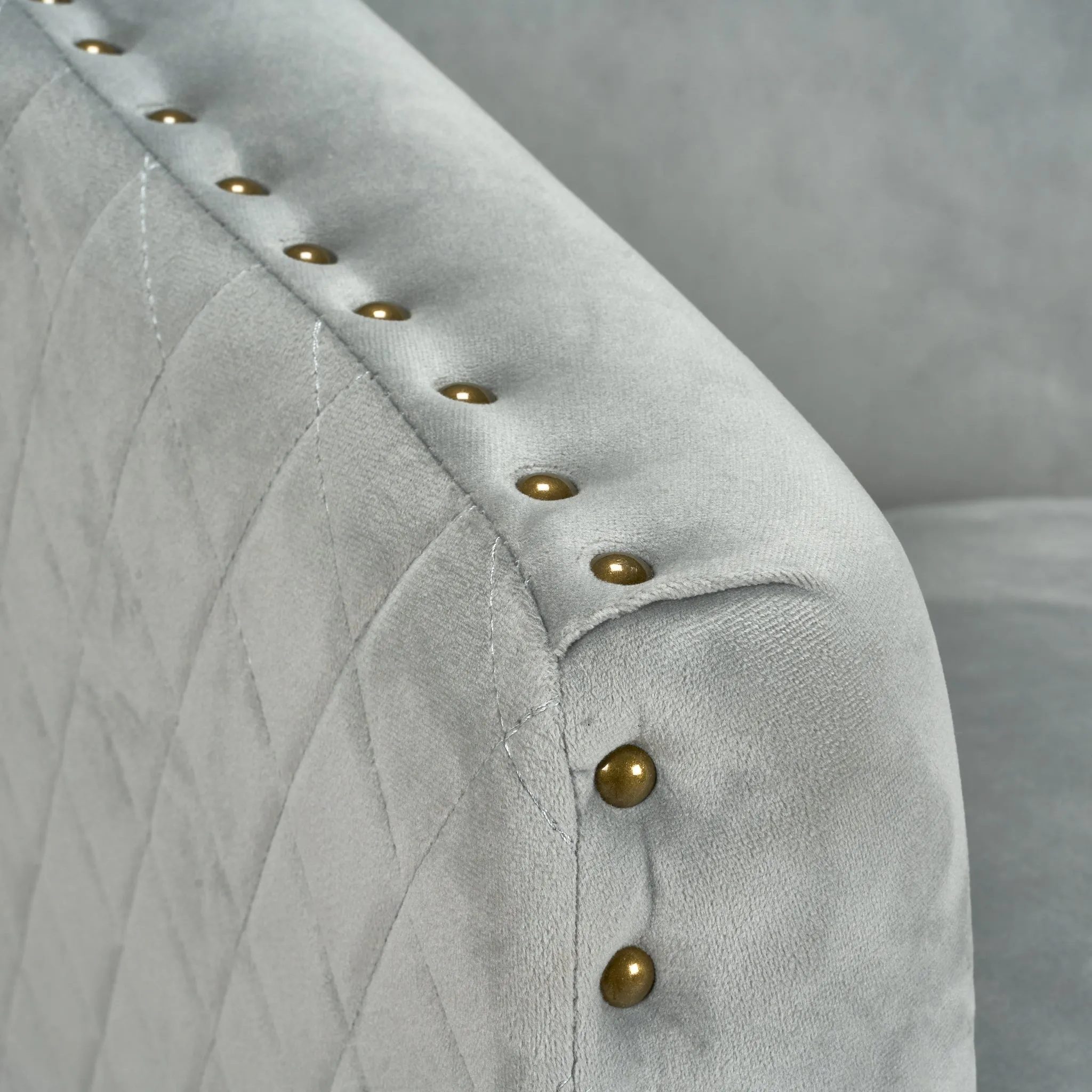 Revo Tub Armchair Velvet Nailhead Trim - Light Grey