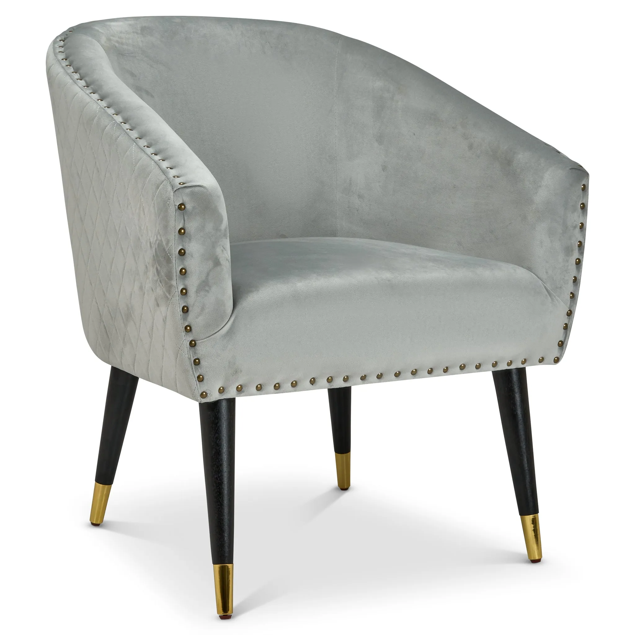 Revo Tub Armchair Velvet Nailhead Trim - Light Grey