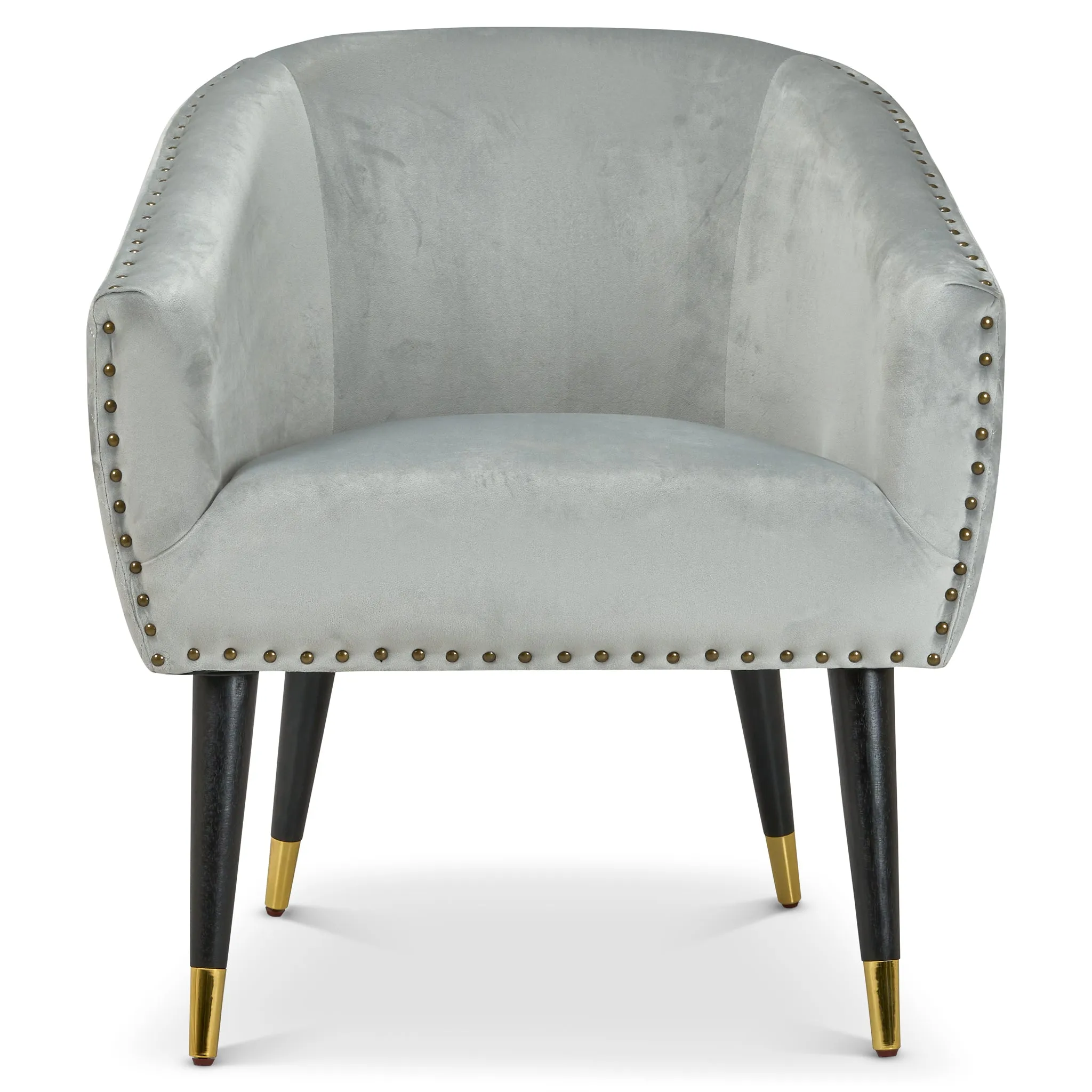 Revo Tub Armchair Velvet Nailhead Trim - Light Grey