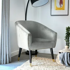 Revo Tub Armchair Velvet Nailhead Trim - Light Grey