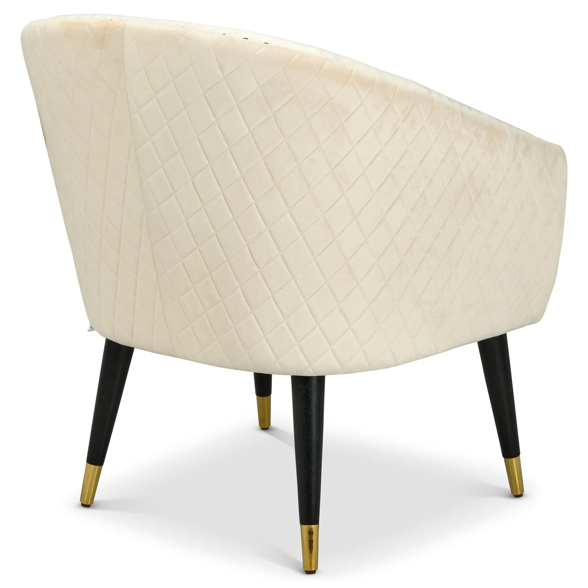 Revo Velvet Nailhead Trim Tub Armchair - Cream