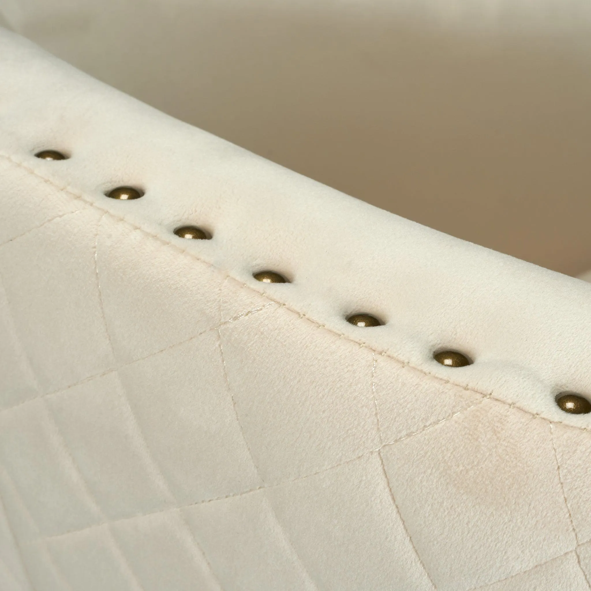 Revo Velvet Nailhead Trim Tub Armchair - Cream