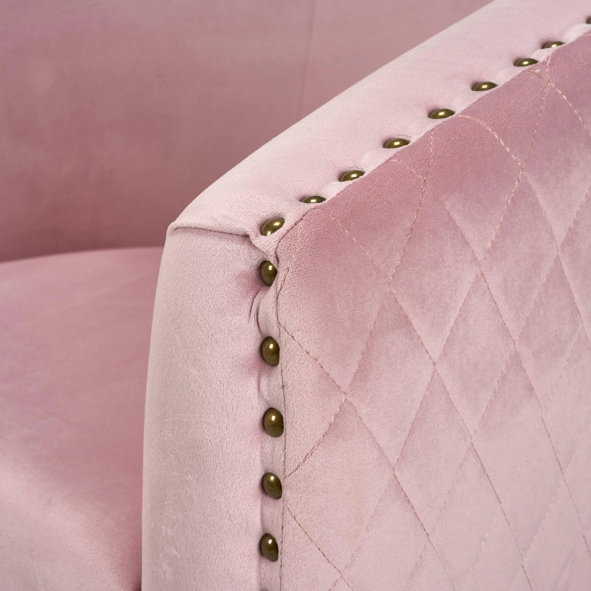Revo Velvet Nailhead Trim Tub Armchair - Pink