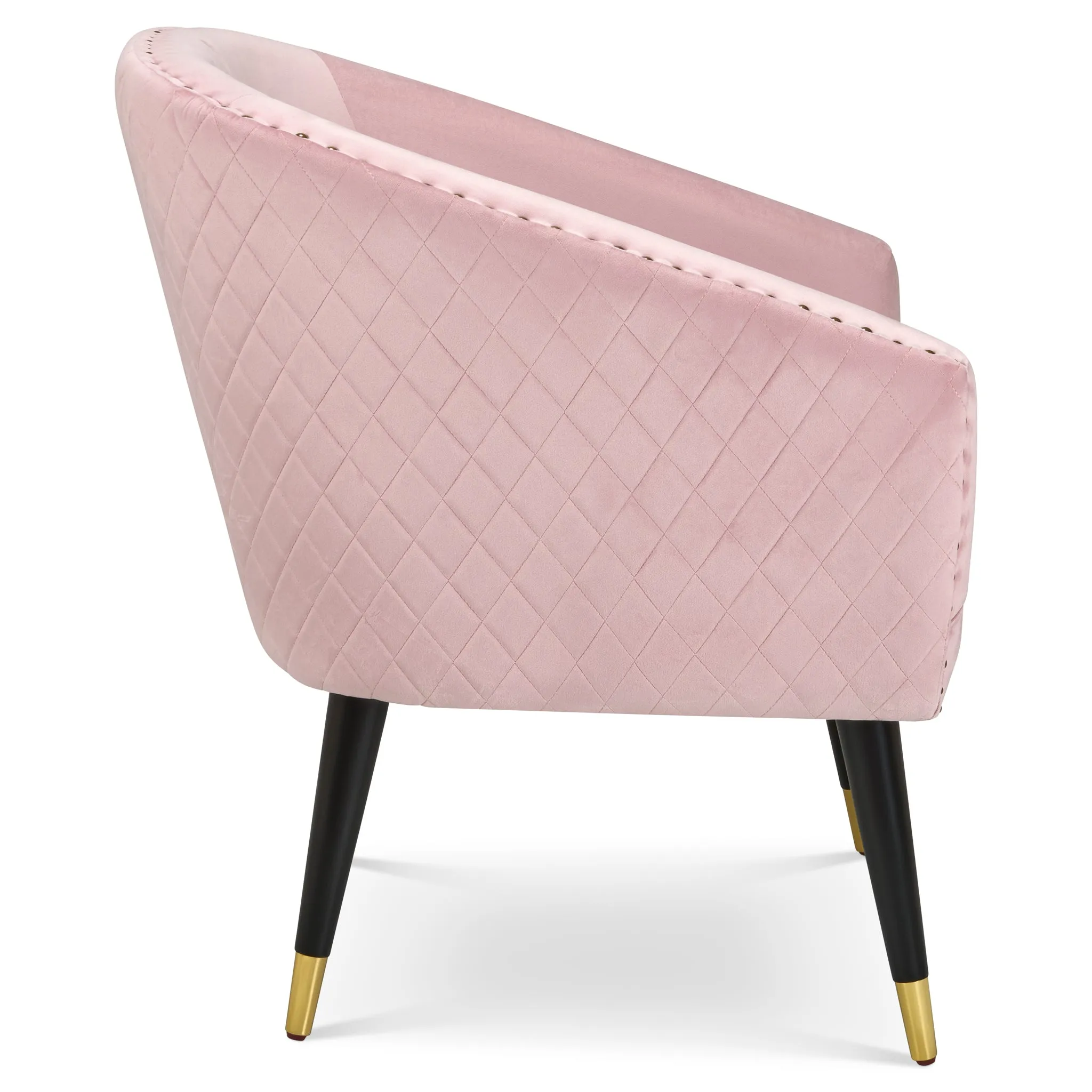 Revo Velvet Nailhead Trim Tub Armchair - Pink
