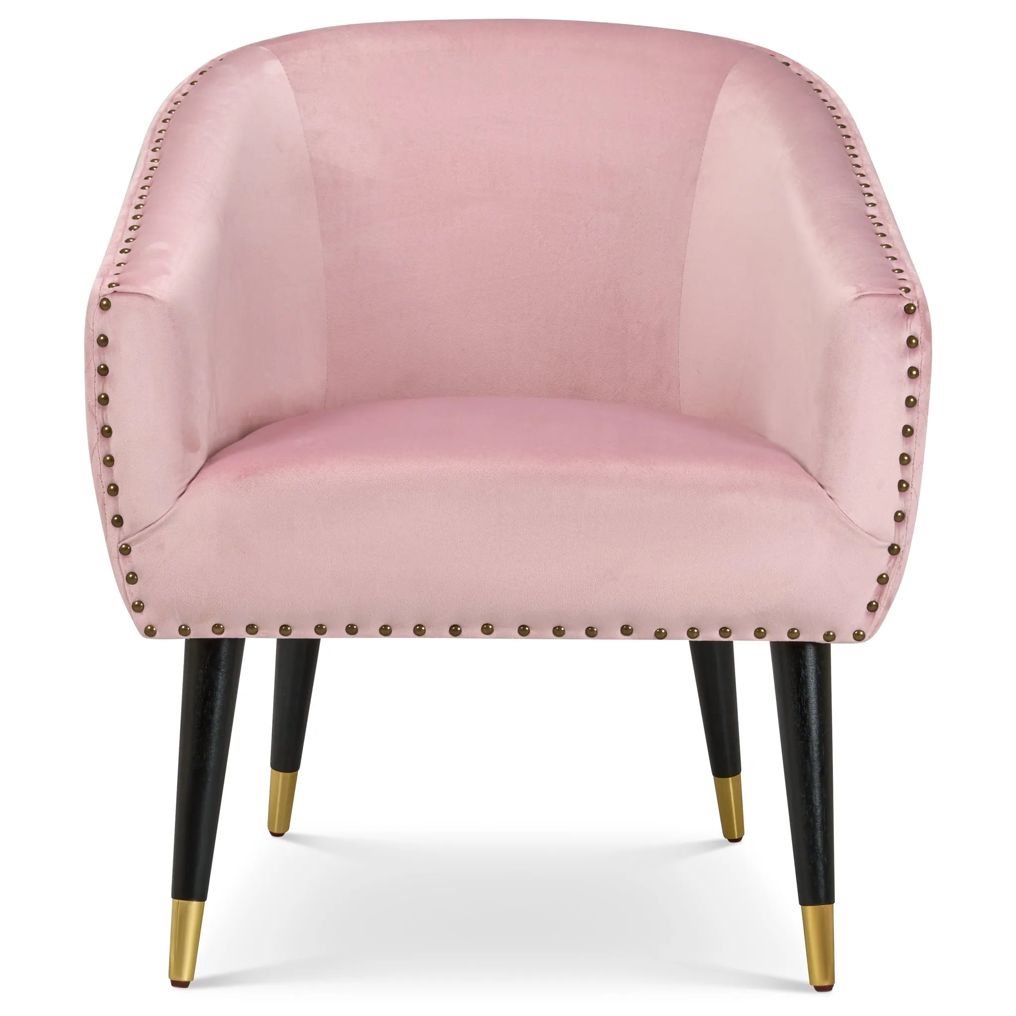 Revo Velvet Nailhead Trim Tub Armchair - Pink