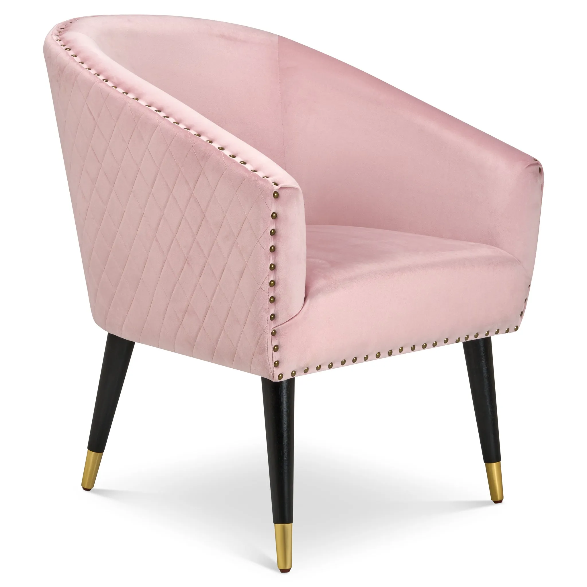 Revo Velvet Nailhead Trim Tub Armchair - Pink
