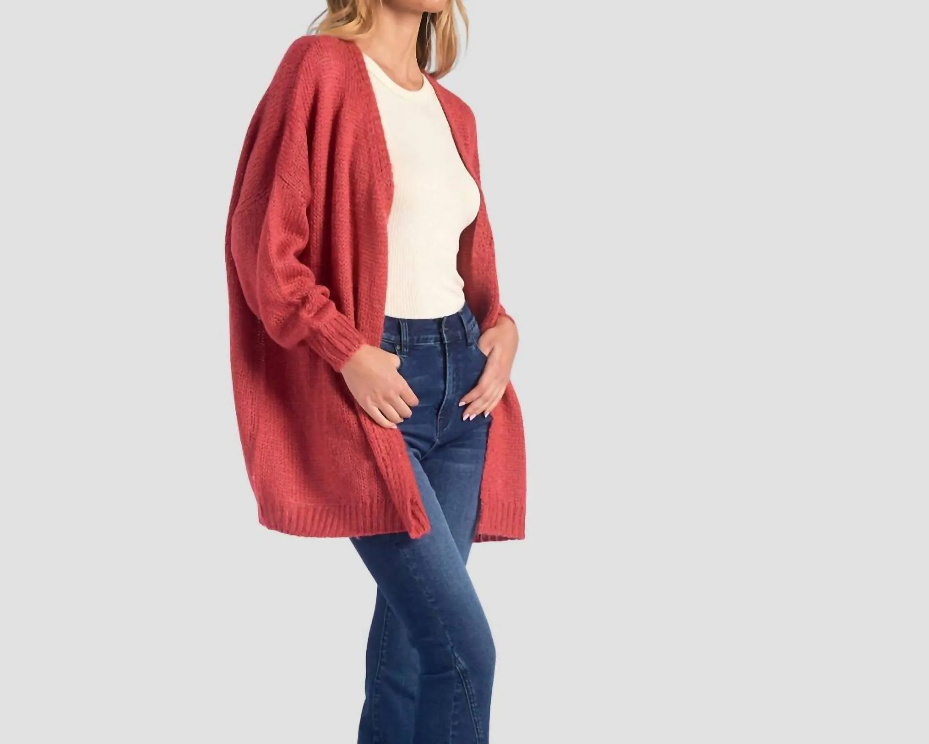 Rock & Love Open Cardigan In Passion Rose