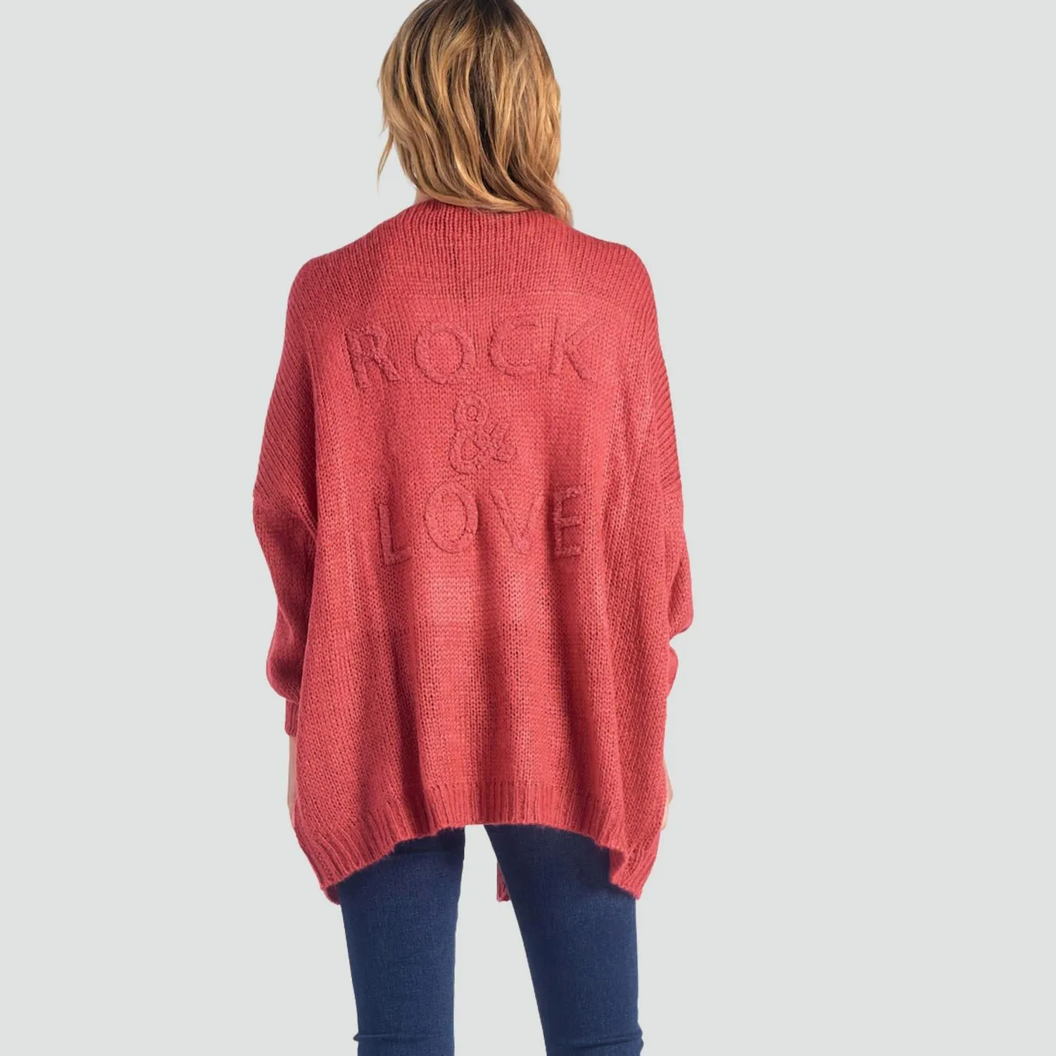 Rock & Love Open Cardigan In Passion Rose