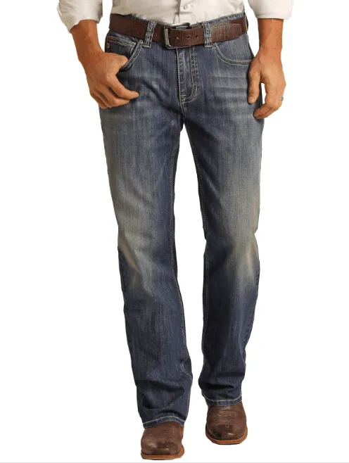 Rock & Roll Denim Men's Medium Wash Straight Leg Double Barrel Jean RRMD0SRZPH