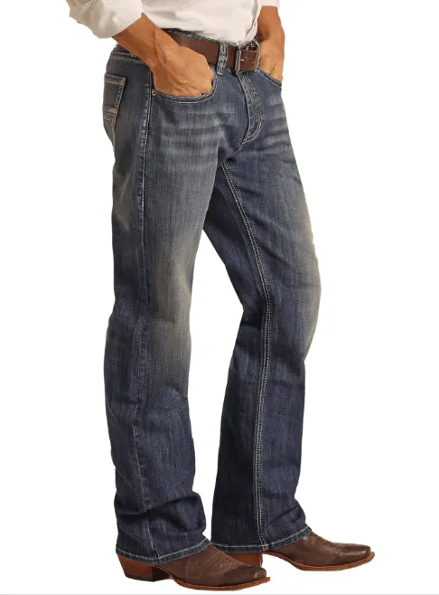 Rock & Roll Denim Men's Medium Wash Straight Leg Double Barrel Jean RRMD0SRZPH