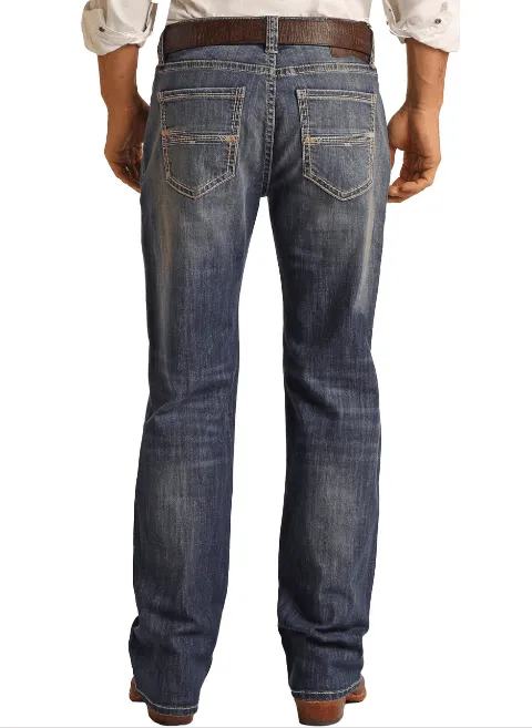 Rock & Roll Denim Men's Medium Wash Straight Leg Double Barrel Jean RRMD0SRZPH