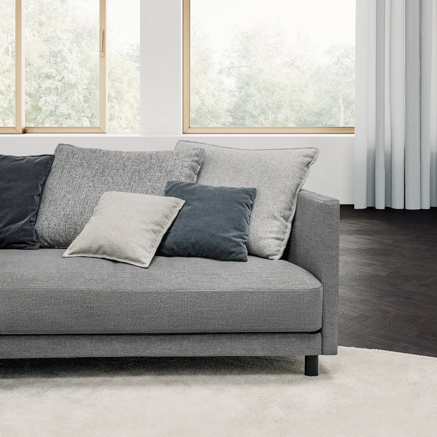 rolf benz | onda sofa | fabric silk grey 24.510   black oak legs