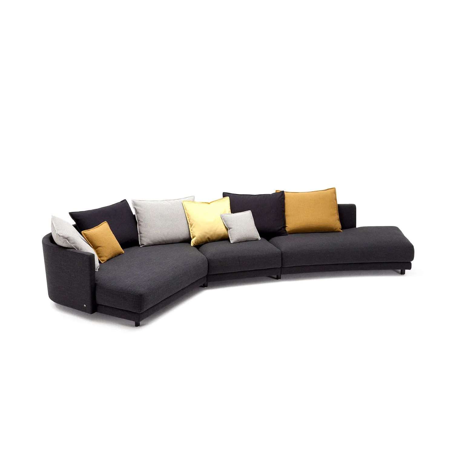 rolf benz | onda sofa | fabric silk grey 24.510   black oak legs