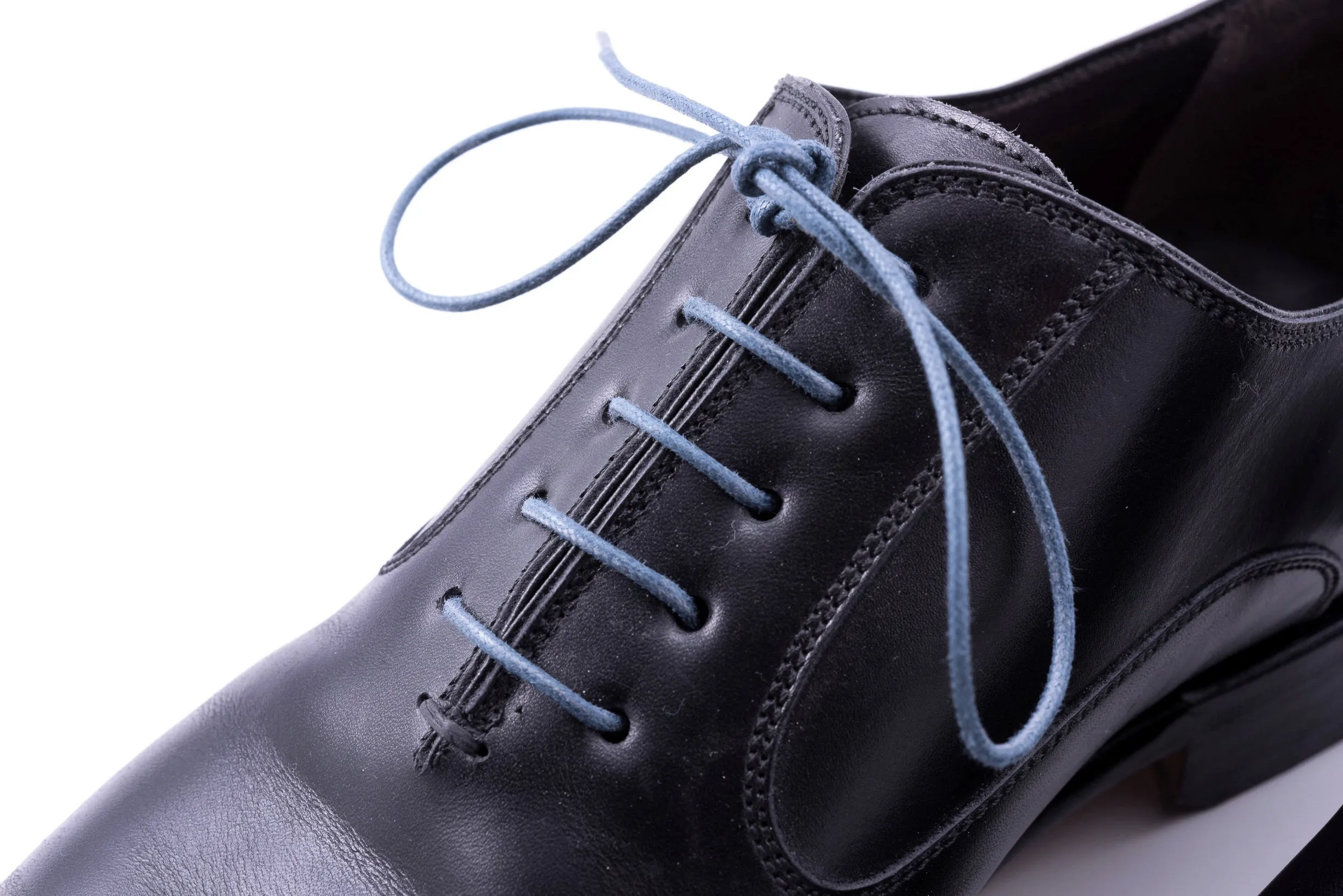 Round Blue-Gray Waxed Cotton Shoelaces