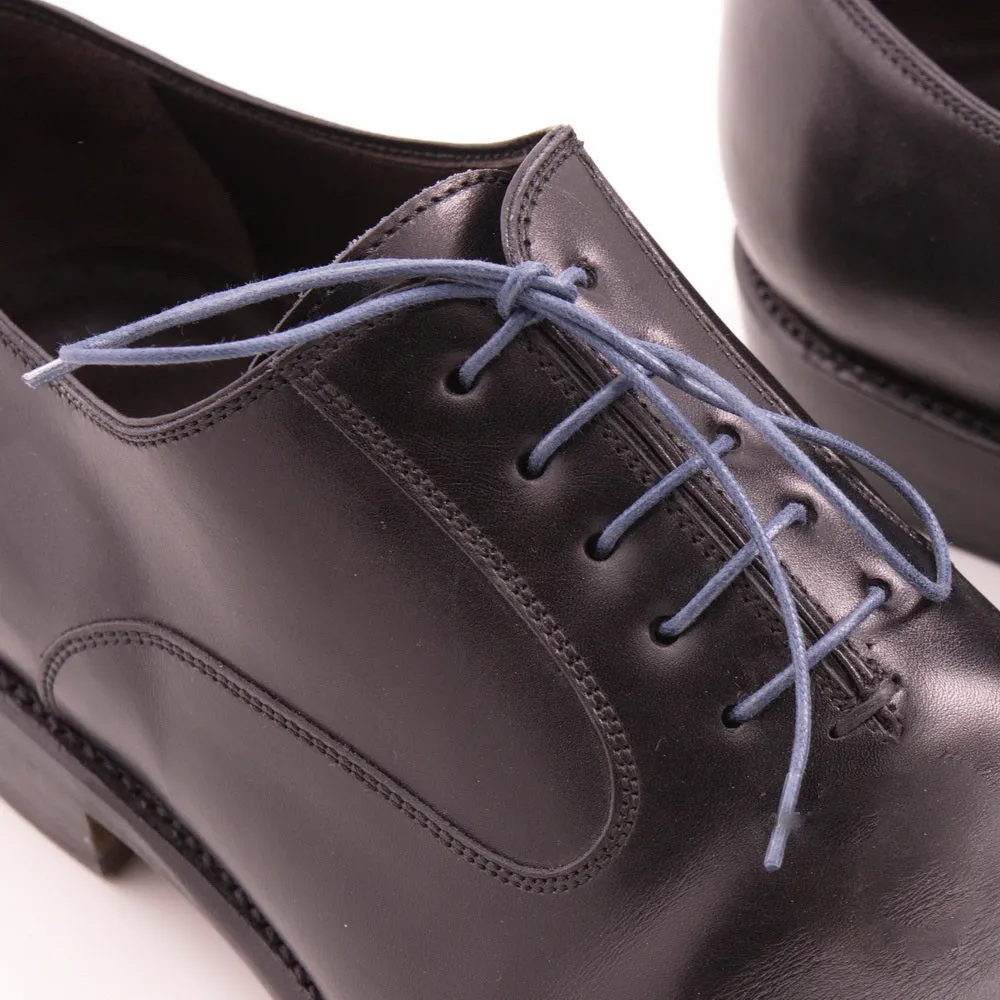 Round Blue-Gray Waxed Cotton Shoelaces