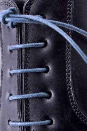 Round Blue-Gray Waxed Cotton Shoelaces