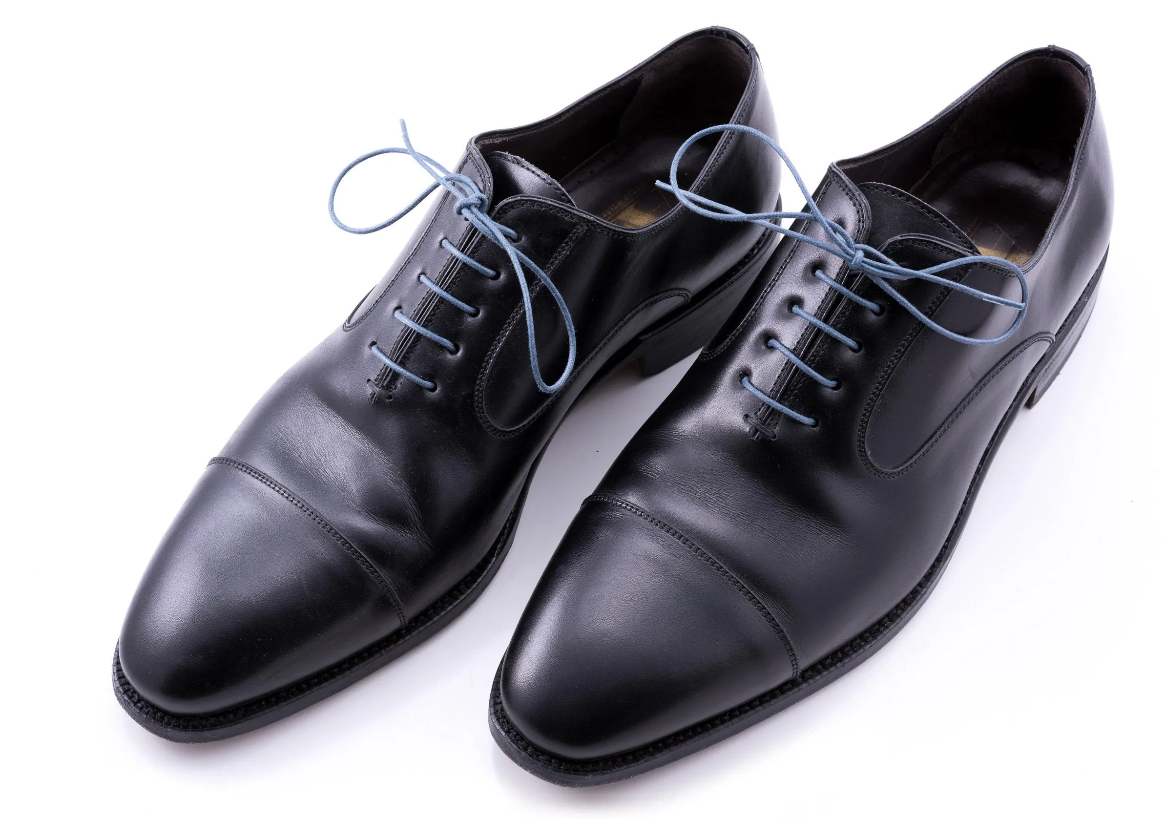 Round Blue-Gray Waxed Cotton Shoelaces