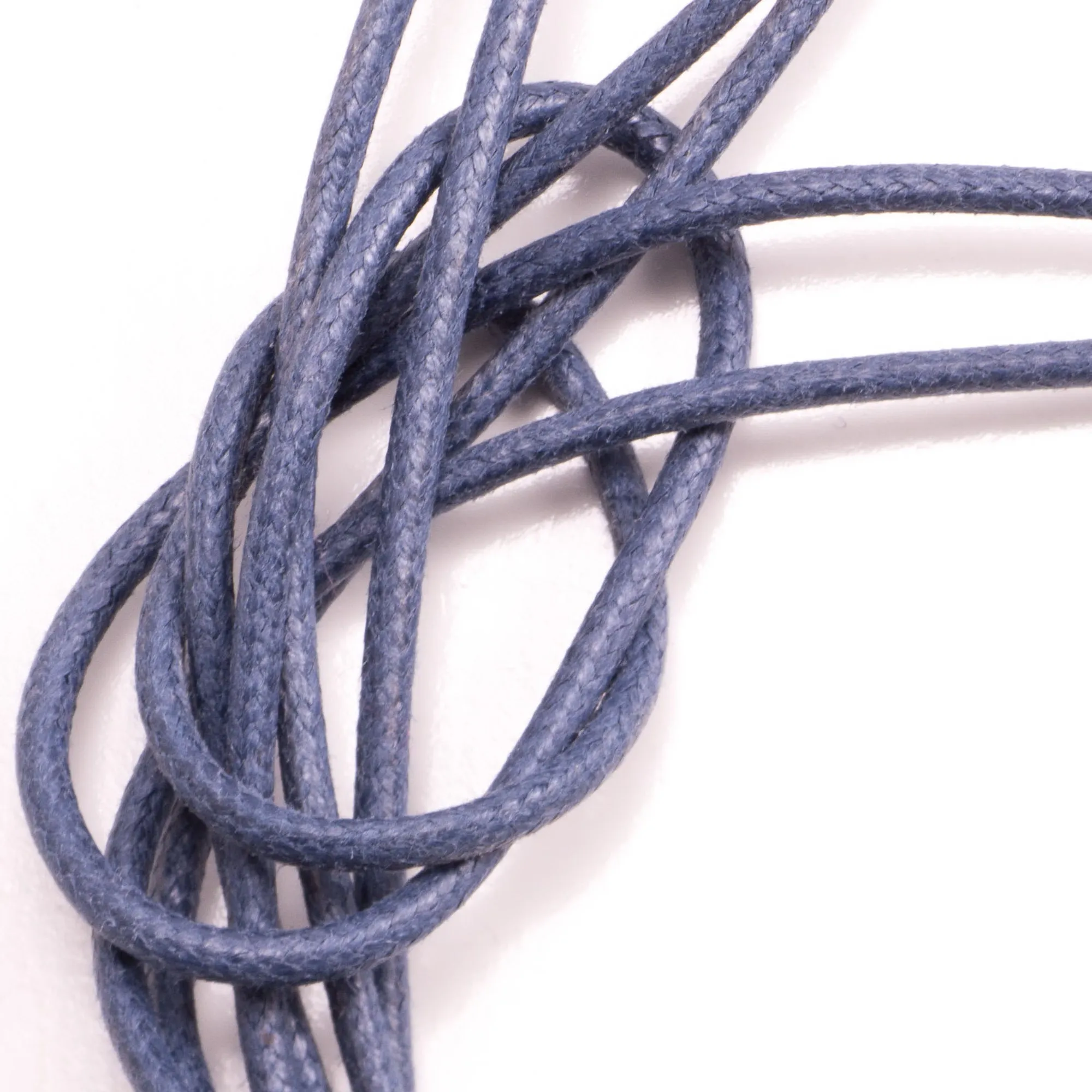 Round Blue-Gray Waxed Cotton Shoelaces