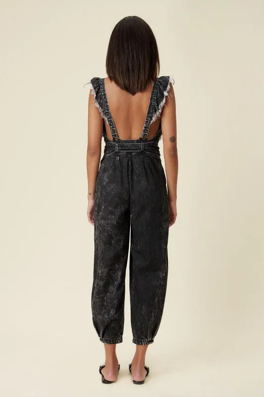 Ruffled Denim Overall