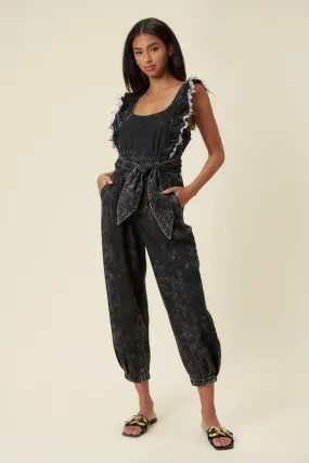 Ruffled Denim Overall