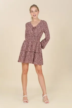Rust Multi Floral Babydoll Mini Dress