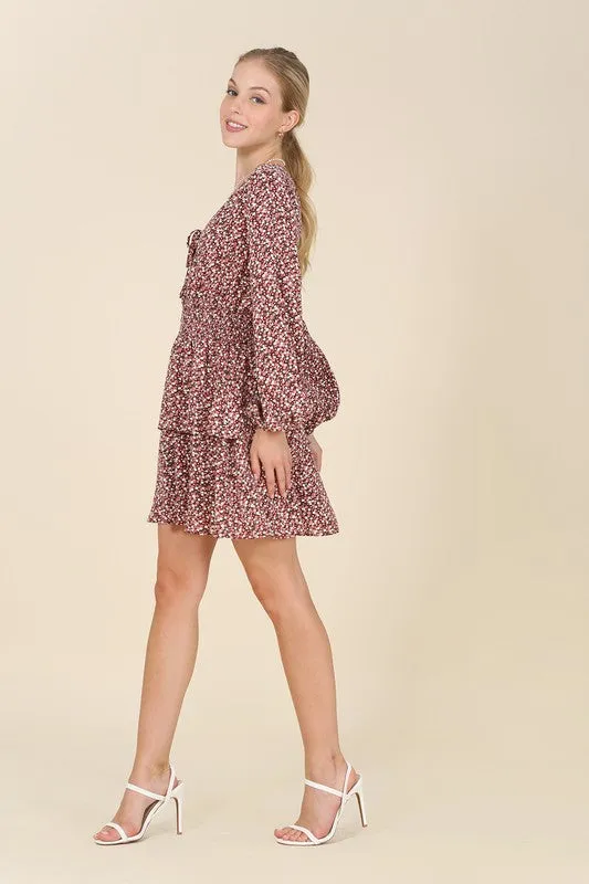 Rust Multi Floral Babydoll Mini Dress
