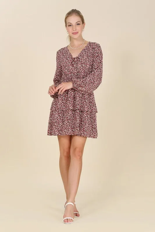 Rust Multi Floral Babydoll Mini Dress