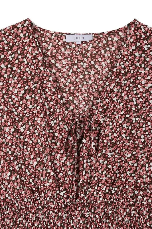 Rust Multi Floral Babydoll Mini Dress