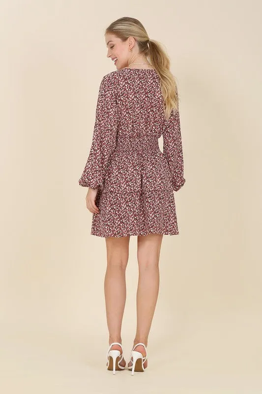 Rust Multi Floral Babydoll Mini Dress