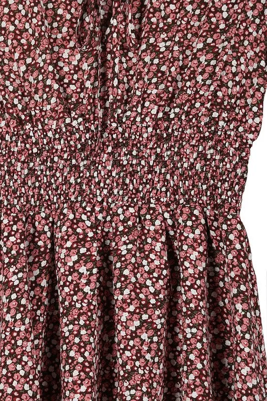 Rust Multi Floral Babydoll Mini Dress