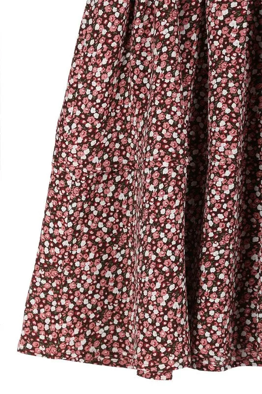 Rust Multi Floral Babydoll Mini Dress