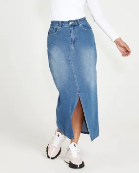 SASS EMERALD DENIM MAXI SKIRT 80 WASH