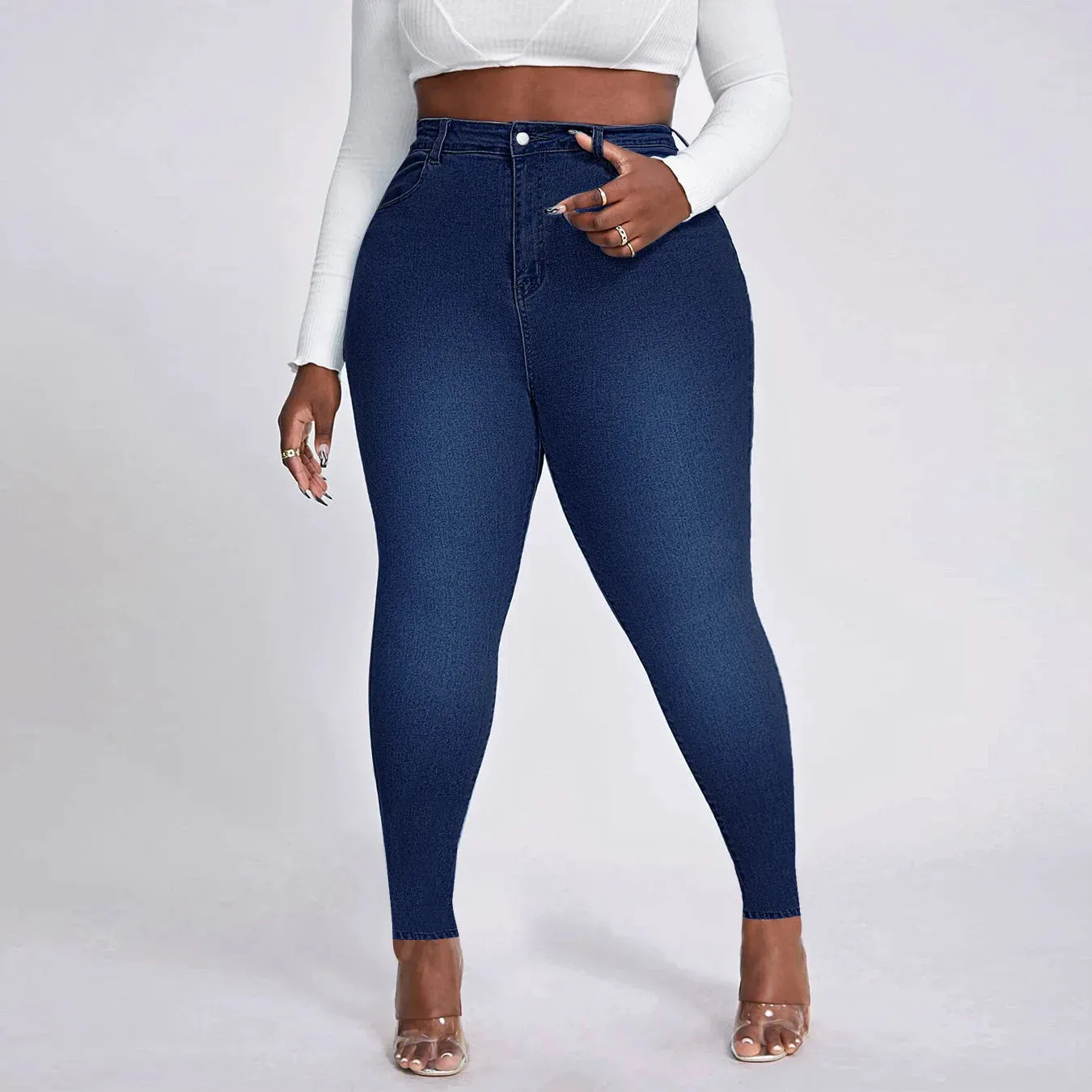 Season Prestige New Women's High Waist Plus Size Jeans Fashion Stretch Skinny Denim Pencil Pants