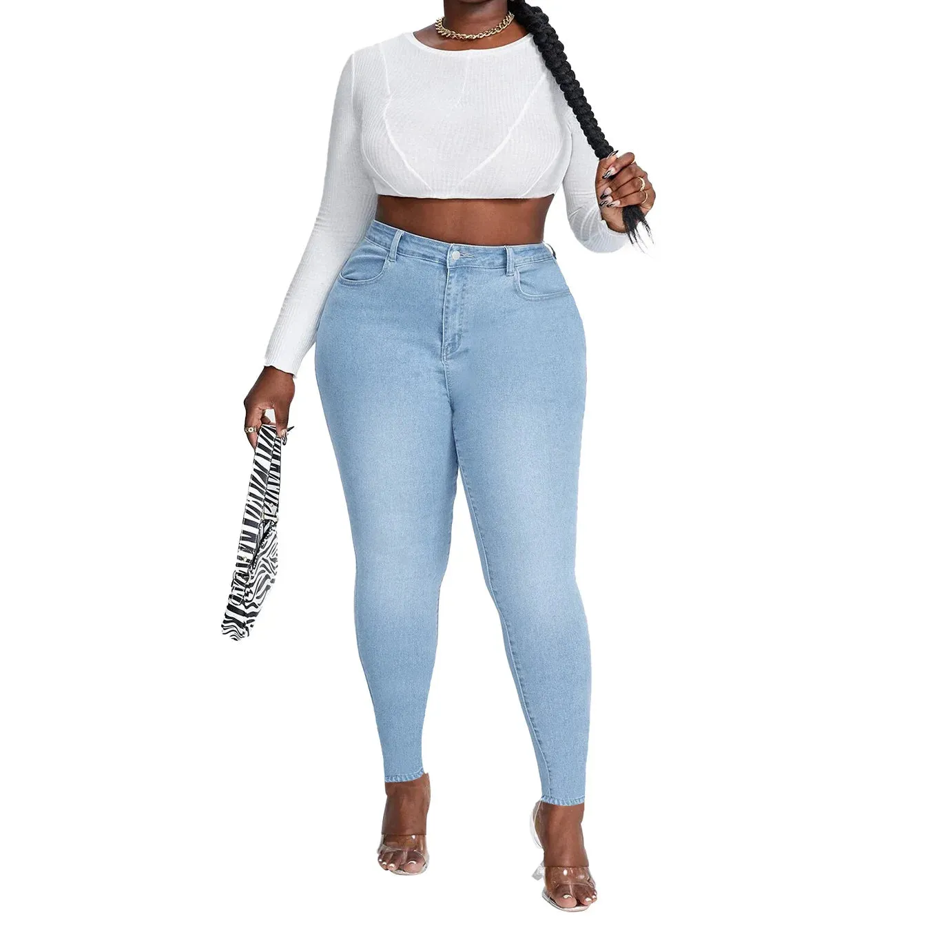 Season Prestige New Women's High Waist Plus Size Jeans Fashion Stretch Skinny Denim Pencil Pants