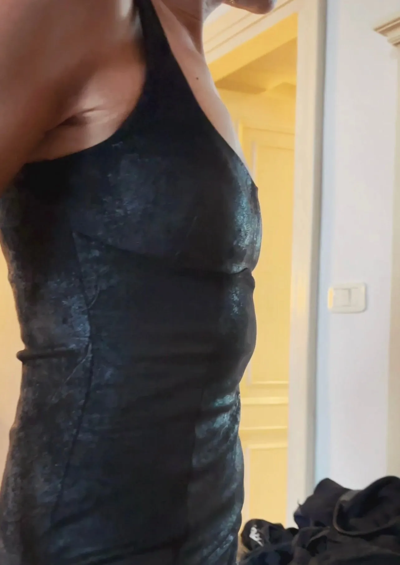 SLIM MIDI DRESS PU - BLACK