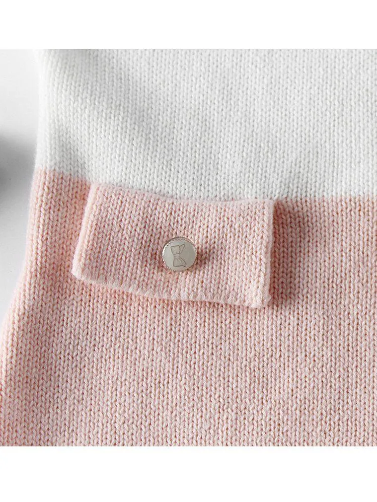 Spanish Style Long-sleeved Color Blocking Knitted Bodysuit Onesie