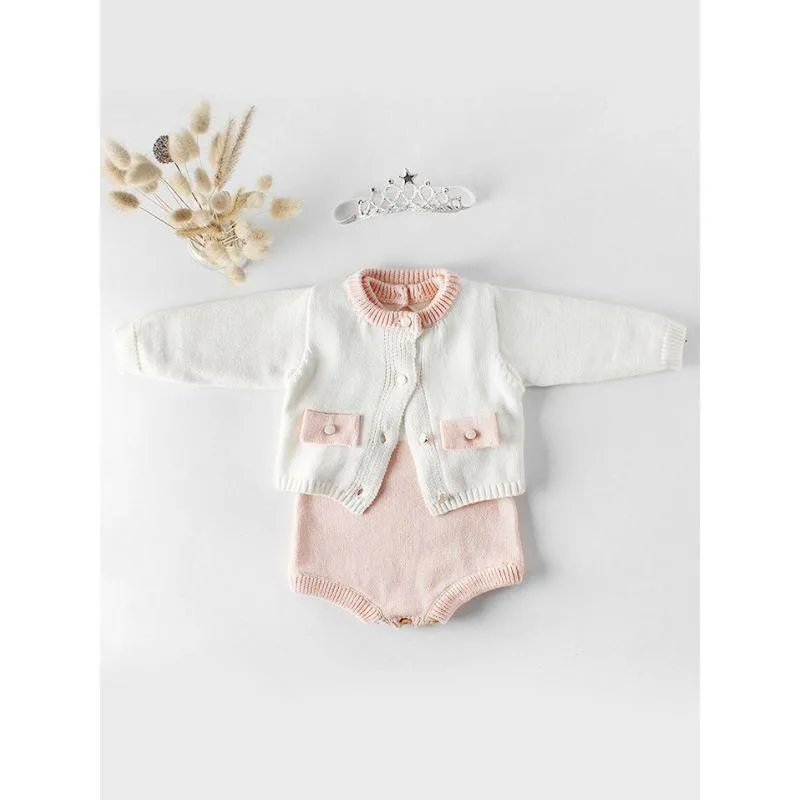 Spanish Style Long-sleeved Color Blocking Knitted Bodysuit Onesie