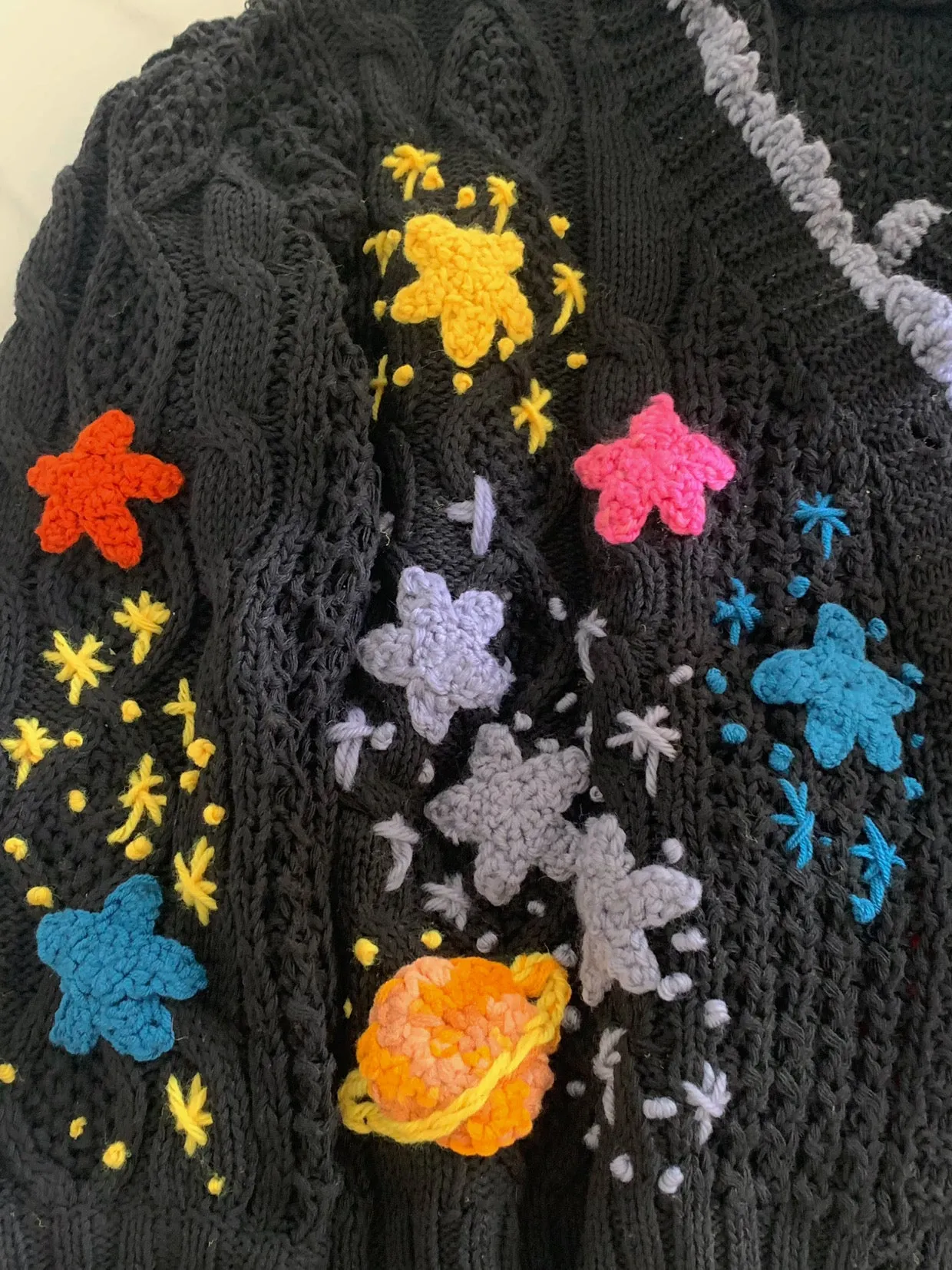Stars And Universe Planet Embroidery Cardigan
